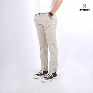 Celana Chino Pria Panjang Slim Fit Stretch Cream - Celana Chinos Panjang Pria Polos Slimfit