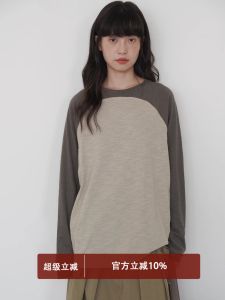 EIGHTHMONTH Womens Loose Long Sleeve Color Block T-Shirt Slimming Base Shirt Top for Autumn Winter Fashion Casual Wear