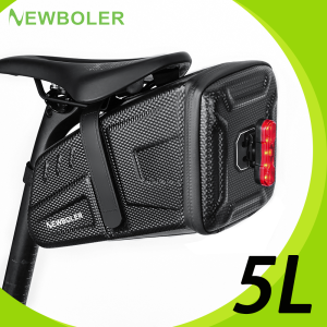 NEWBOLER 5L Waterproof Bike Saddlebags MTB Road Bicycle Saddle Bag Reflective Striped Bicycle Tool Bag MTB Bike Bag Accessories