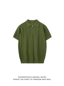 WUKONGYOUHUO | Áo Thun Cổ Polo Phong Cách Retro Chất Liệu Old Money 100% Cotton