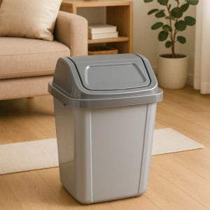 Tempat sampah sedang / tutup goyang / tong sampah / keranjang sampah / estetik / silver / abu abu / minimalis / plastik / segi / plastik / kantor / dapur / ruang tamu / kamar