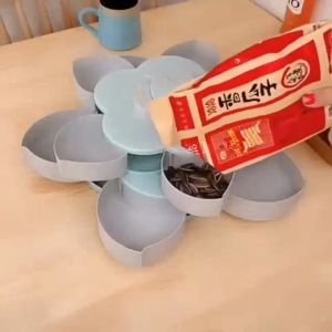 Khay đựng mứt tết 7 ngăn - khay đựng bánh kẹo tết sang trọng - khay đựng mứt tết 6 cánh hoa tự bung sang chảnh