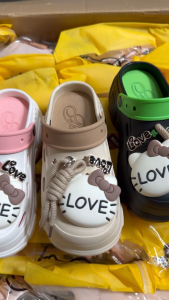 [8827-12] Dép Cross Nữ Đế Bánh Mì EVA Siêu Nhẹ Cao 7phân Sticker Mèo Kitty Dây Điều Chỉnh Có Lỗ Thoáng Khí Mẫu Mới🌈⭐