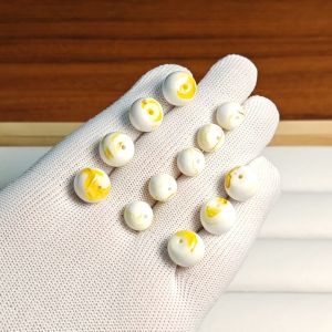 Natural Amber Second Generation Porcelain White Floating Flower Old Type Beads Loose Beads DIY Cultural Play Accessories