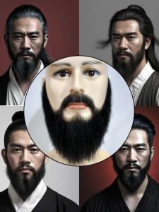 Cloud Poem Realistic Beard Wig Fake Mustache Elderly Simulation Hair for Film TV Performance Aging Makeup Real Human Hair