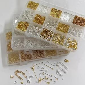 Bộ Dụng Cụ Làm Đồ Trang Sức Tự Làm 1260 Món Hộp 15 Ngăn Kèm Charm Kim Loại Dây Xích & Dụng Cụ Làm Vòng Tay Đồ Thủ Công Dành Cho Người Lớn
