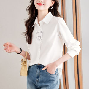 High-end Unique Cat Print Irregular Fall Fashion Shirt