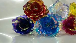 LED Artificial Rose Eternal Flower Glass Cover Crystal Rose Dome Valentine’s Flower Gift