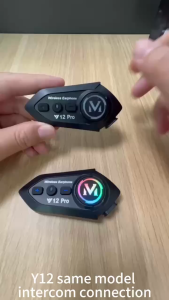 RICHMENT Y12 Pro Bluetooth Helmet Headset – Boom or Flexible Mic Options | IP56 Waterproof Wireless Intercom with Noise Reduction Hi-Fi Stereo RGB Light Long-Range Communication | Fits Full-Face Half-Face & Modular Helmets