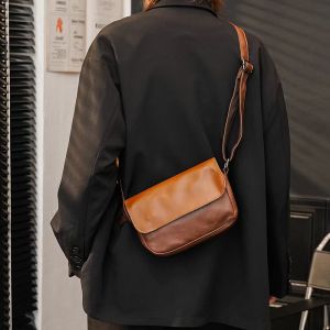 Classic Retro Mens Shoulder Bag Casual Versatile Crossbody Bag Trendy Brand Flip Cover Messenger Bag Japanese Style Leisure