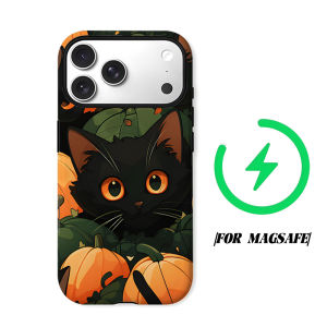 Halloween Cat Pumpkin Phone Case for iPhone 18 17 16 15 14 13 12 11 Air Pro Max Plus Double-layer Cover