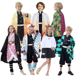 Anime Demon Slayer Kimetsu No Yaiba Cosplay Costume for Kids Child Halloween Party Kochou Shinobu Agatsuma Zenitsu Tomioka Giyuu Kamado Tanjirou Kamado Nezuko KimonoTsuyuri Kanao  Suit Costumes 3-12 year old Kid size