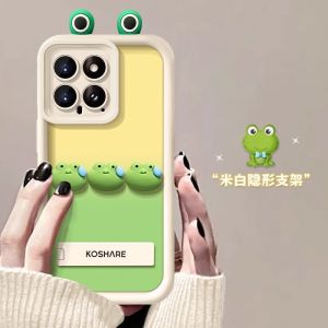 Miyuki Soft Silicone Phone Case for Xiaomi 14 pro Frosted Protection Stand Female Civi3 Cartoon Gradient Frog 12S Bracket 11 Anti-Fall 10 Protective Cover
