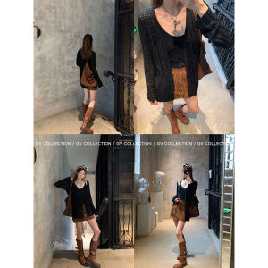 Áo Len Dệt Kim Màu Trơn Đơn Giản Áo Khoác Cardigan Dây Hai Mảnh Cho Nữ Thiết Kế Mùa Thu Mới Áo Sơ Mi Nữ