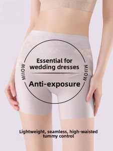 Miiow | High-Waist Safety Pants Womens Three-In-One Wedding Dress Underwear Invisible Base Layer Shorts Anti-Light Walking Briefs