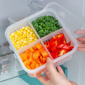 4 Grids Plastic Chopped Green Onion Fresh-keeping Food Storage Box Kitchen Refrigerator Fruit Vegetable Storage Containers