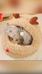 Rudolph Cat Bed Christmas Vibe Soft and Fluffy Cozy Festive Design for Cats Ideal for Lounging and Napping Enhance Holiday Home Decor