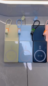 SAJAI สะใจ Q10C 20000mAh(ฟรีซองกันน้ำ)มีชาร์จไร้สาย15W(แบบแม่เหล็ก)PD22.5W สายในตัว1สาย รองรับ15/16