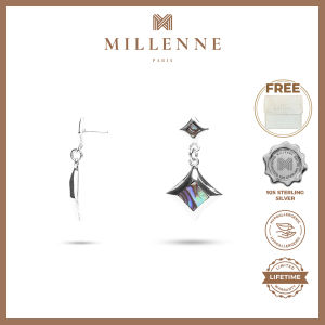 MILLENNE Millennia 2000 Abalone Shell Rhombus Silver Drop Earrings with 925 Sterling Silver