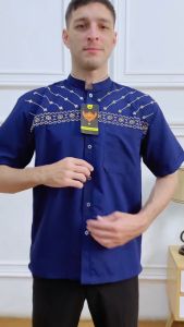 SKN Baju Muslim Pria Lengan Pendek Motif Bordir Jasuke M L XL XXL Jumbo Atasan Koko Premium Katun Terbaru 2025 Hitam Putih Navy Kurta Coksu Marun Toyobo