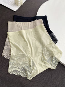 Antibacterial High Waist Womens Underwear Lightweight Oxygen-Free Fiber Slimming Triangle Panties Lace Trim Abdomen Control