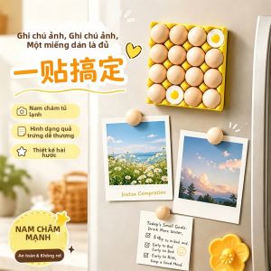 Bộ Nam Châm Dán Tủ Lạnh Hình Trứng Mini Dễ Thương - 16 Nam Châm Hình Khay Trứng Ngộ Nghĩnh Để Giữ Ảnh & Ghi Chú - 14 Trứng Nguyên Quả + 2 Trứng Nửa Quả