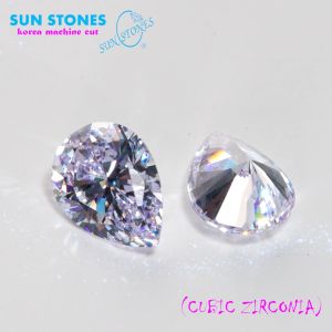 CZ Pear 3AAA เพรชรัสเซีย เพชรพลอยหยดน้ำ (Pear Shaped Diamond CZ) สีขาว KOREA MACHINE CUT Pear WHITE