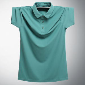 Ice Silk Polo Shirt Short Sleeve Casual Breathable Summer Fashion Urban Style Home Comfortable Standard Fit Big Size Button up