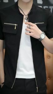 Áo sơ mi áo sơ mi nam cộc tay có túi khóa 2 bên ngực phong cách thể thao năng động phù hợp mọi lứa tuổi T11