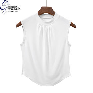 Áo Vest Cotton Màu Trơn Cổ Cao Ngắn Ôm Vừa Vặn Mùa Hè Mới Áo Lót Nữ Áo Vest Cotton Nguyên Chất Pure Color Base Shirt
