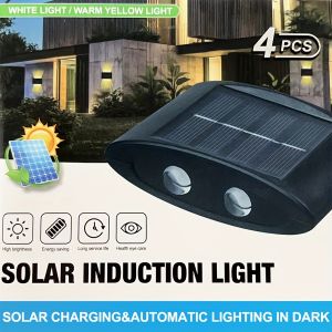 4pcs Solar 4/6 LED Outdoor Waterproof Garden Balcony Decorative Lamps For Street Wall Lights Outdoor Garden Solar Night Lights