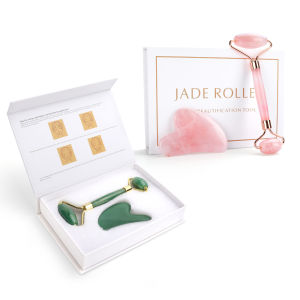 【Ready Stock】YOOKIILYE Natural Rose Quartz Jade Roller Facial Body Massager Roller Jade Stone Gua sha Board Scraper Face Lifting Beauty Massage Tool