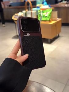 Black Red Contrast Color Lychee Pattern Leather-Like Electroplated Full Protection Shockproof Phone Case