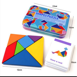 Educational Wooden Magnetic Tangram Puzzle For Elementary School Students Grade 1-2 Learning Tool