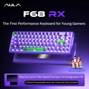 AULA | AULA F68 RX Magnetic Switch Gaming Keyboard Wired 0.001mm RT 8K 256K Scan Rate Hot-Swappable Adjustable RT 68 Keys for PC Gamer