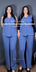 Ambari - Almira Vest Knit Oneset Wanita - Setelan Rompi dan Celana Polos Kekinian
