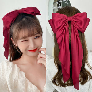 AmoKi Women Ribbon Elegant Long Bow Hairpin Hair Clip