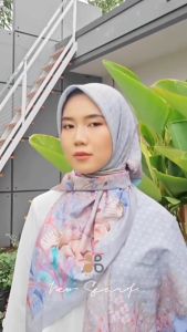 HIJAB segiempat voal motif Marine Nature Scarf Nubua / Kerudung Segi Empat