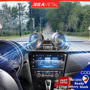 SEAMETAL Double Head Car Fan Dashboard Universal 12V 24V USB Electric Fan Super Cooling Summer Auxiliary Electricfan