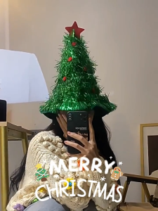 Christmas Tree Hat Adult & Kids Holiday Headwear Christmas Gift Photo Prop Decor