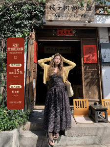 Herwear Floral Print Maxi Dress Womens Strapless Gown Double Layered Skirt High Waist Commute Style Long Sleeve Short Dress