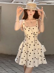 Váy Chữ a Không Tay Cổ Vuông Thanh Lịch Mùa Hè Mới Cho Nữ Váy Bó Eo Cao Váy Công Sở Chất Liệu Khác 100%