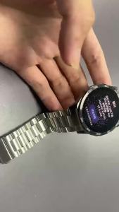 Dây Đeo Đồng Hồ Huawei GT5 46mm Bằng Thép Không Gỉ Cao Cấp Dành Cho Cả Nam Và Nữ Kiểu Dây 3 Mắt Xích Khóa An Toàn Dạng Nút Bấm Phẳng.