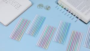 NEWEST 960 Pieces Transparent Highlighter Strips for Reading Gradient Removable Highlighter Tapes Tabs for Annotating Book Long Page Sticky Notes Index Tabs with Lines for Aesthetic Office School