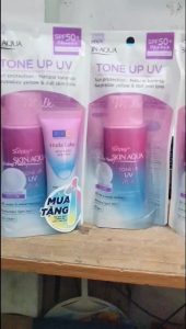 Kem chống nắng Skin Aqua Tone Up UV Milk/Essen SPF50+ PA+++ 50ml tặng kèm kem dưỡng Hadalabo 15g