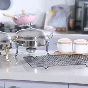 Stainless Steel Food Warmer with Cover Soup Tureen Stainlesst Warmer Alcohol Stove Hot Pot Buffet Tray Adjustable Temperature Buffet Insulation Stove for Restaurant Parties Wedding