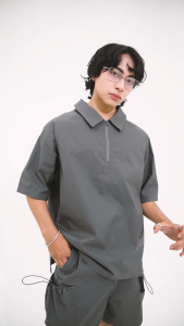 SKOOP® Basiks Half Zip Top Gargoyle