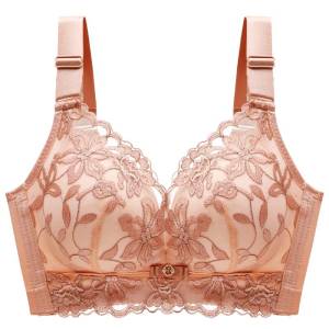 miiow | Wireless Lace Bra Non-Slip Prevent Sagging Gathered Boost Small Chest Special Underwear For Women Adjustable Straps V-Neck Design