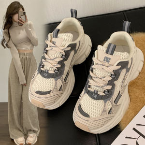 Womens Dad Shoes Spring Summer New Style European Goods Thick Bottom Breathable Mesh Paneling Color Running Casual Versatile Sports Shoes