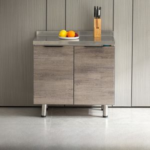 Simple Stainless Steel Kitchen Cabinet Storage Cabinet Bowl Cabinet Gas Stove Cabinet Integrated Cabinet Home Use